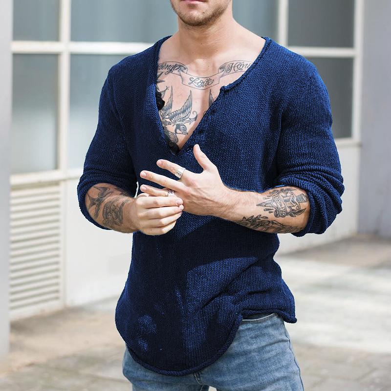 Strickpullover V Ausschnitt | Langarm Lockerer Schnitt