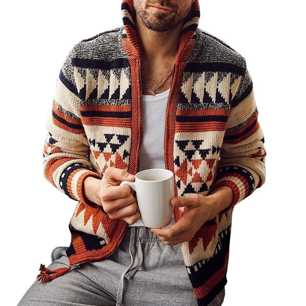 Strickjacke Mit Reißverschluss - Musterdesign Mit Stehkragen