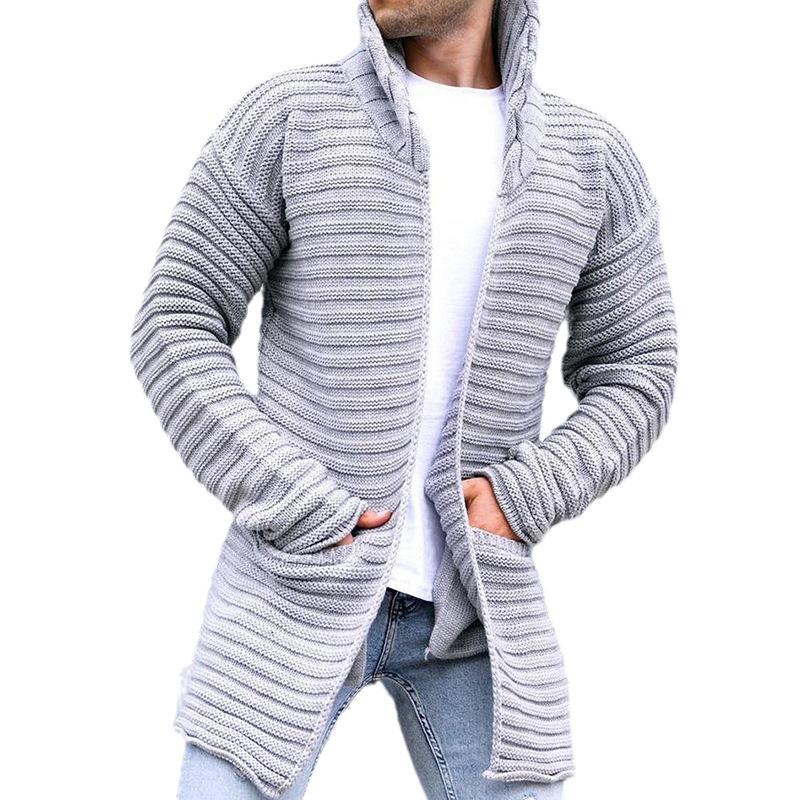 Langer Gerippter Schnitt - Offene Strickjacke