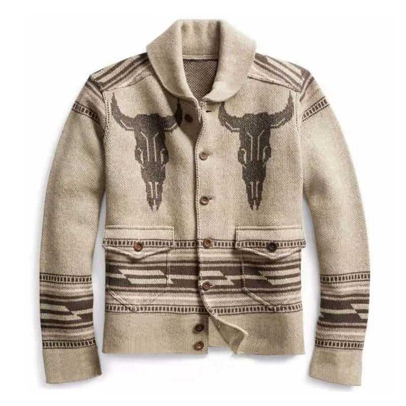 Schalkragen Mit Tiermotiv - Strickjacke Mit Knöpfen