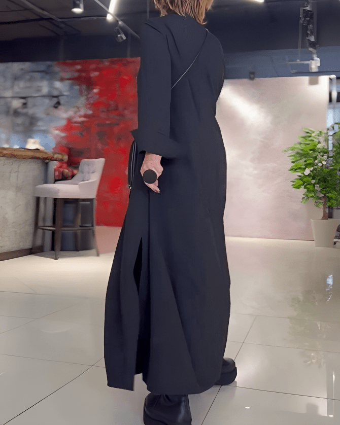 Damen Elegante Langarm Maxi Kleid