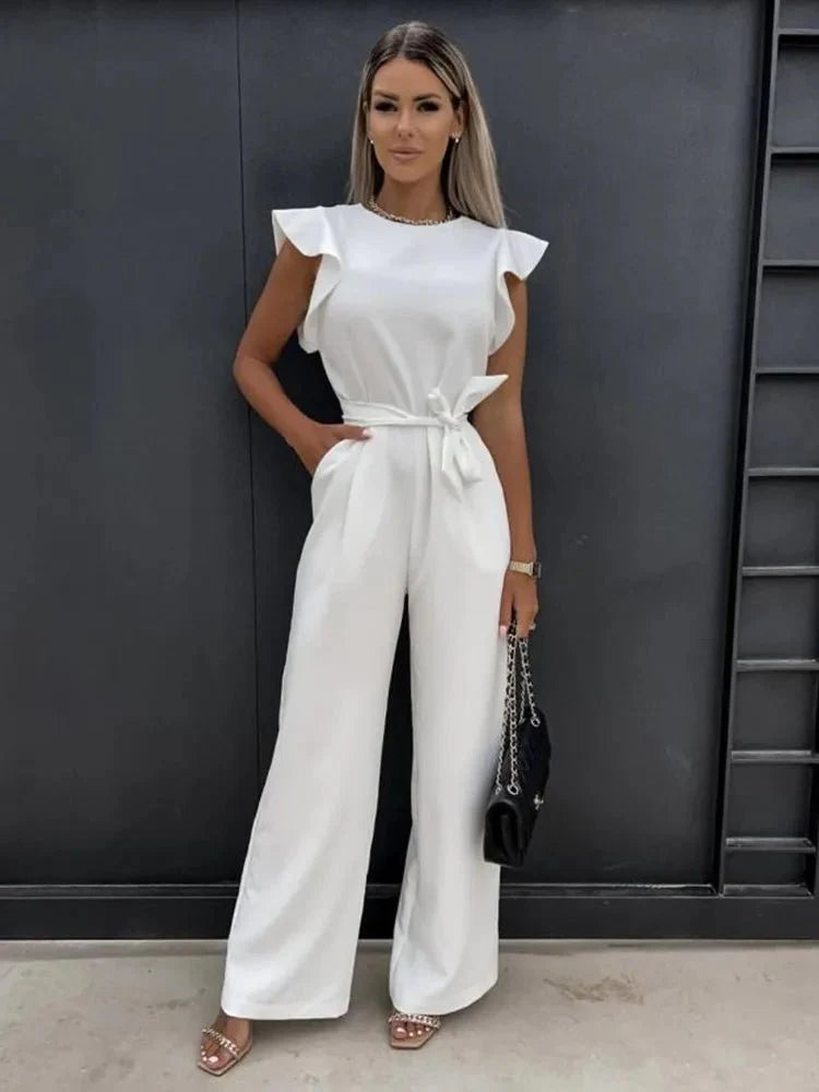 Damen Sommer mit Gerüschten Ärmeln Jumpsuit