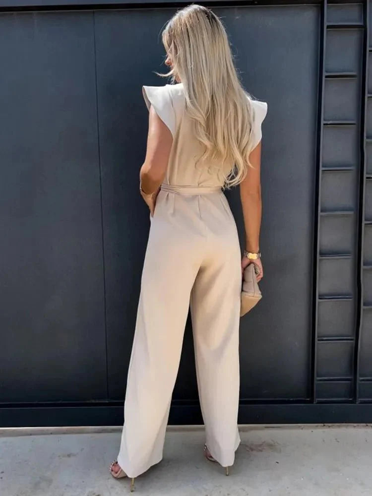 Damen Sommer mit Gerüschten Ärmeln Jumpsuit
