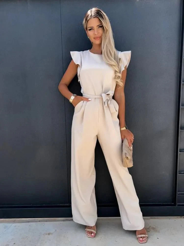 Damen Sommer mit Gerüschten Ärmeln Jumpsuit