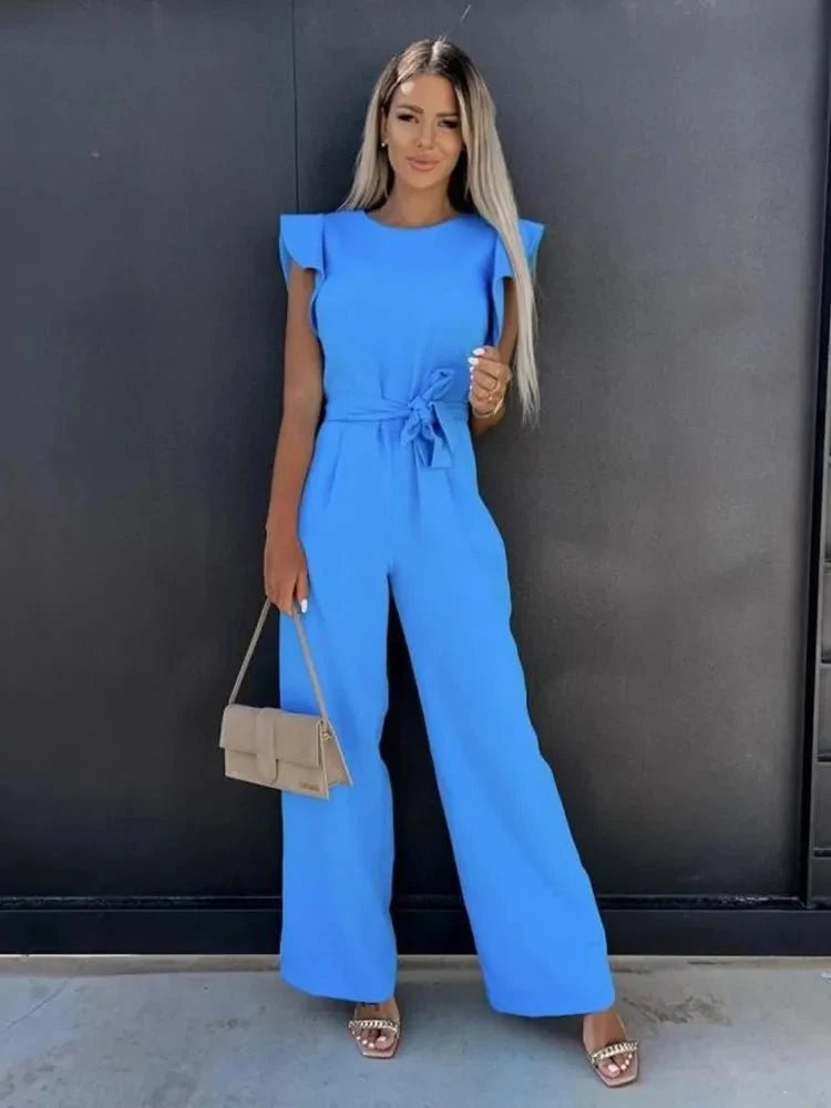 Damen Sommer mit Gerüschten Ärmeln Jumpsuit
