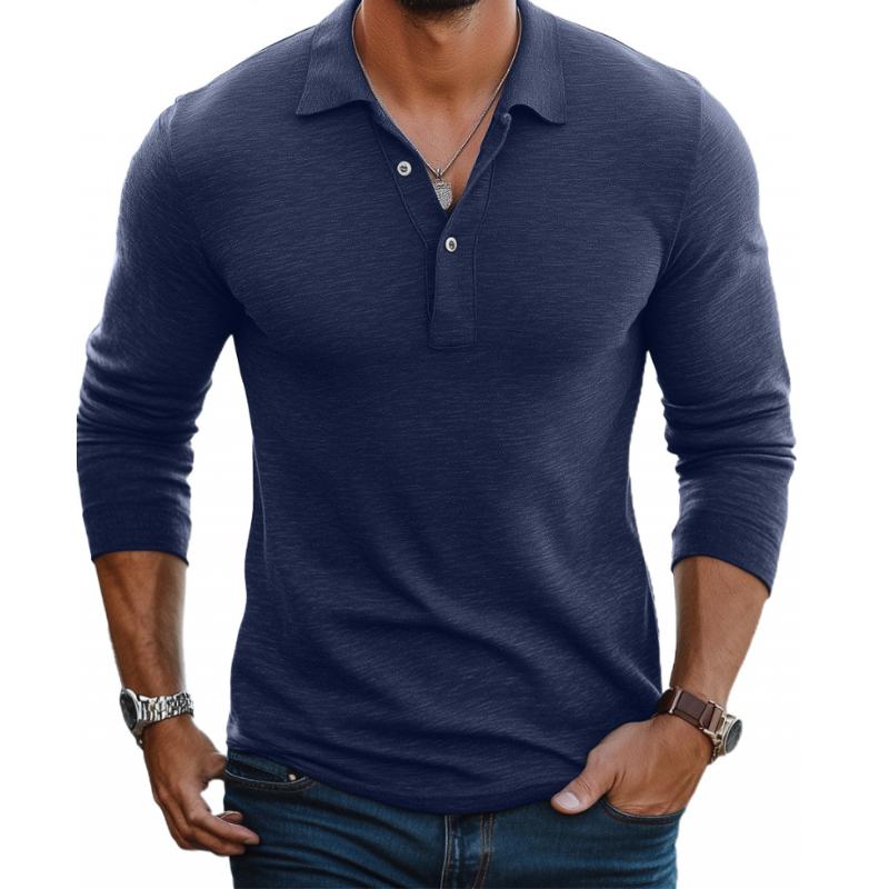 Langarm Polo Shirt | Knopfleiste