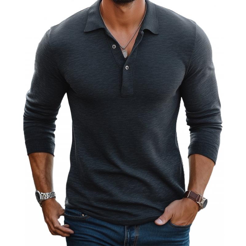 Langarm Polo Shirt | Knopfleiste