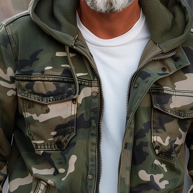 Camouflage Winterjacke Jacke | Kapuze Mit Mehrtaschen Design