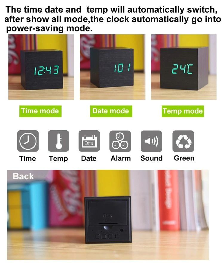 Cube Digital Tischuhr LED Anzeige | Stilvoll für Nachttisch und Schreibtisch