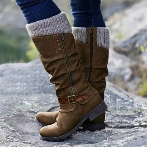 Stiefel Mit Reißverschluss | Mittelhoher Schaft Mit Schnalle