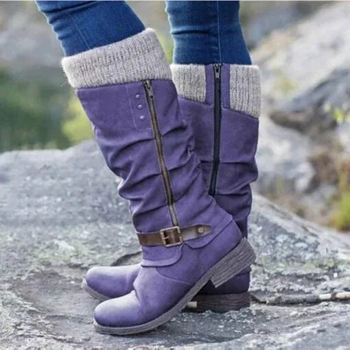 Stiefel Mit Reißverschluss | Mittelhoher Schaft Mit Schnalle