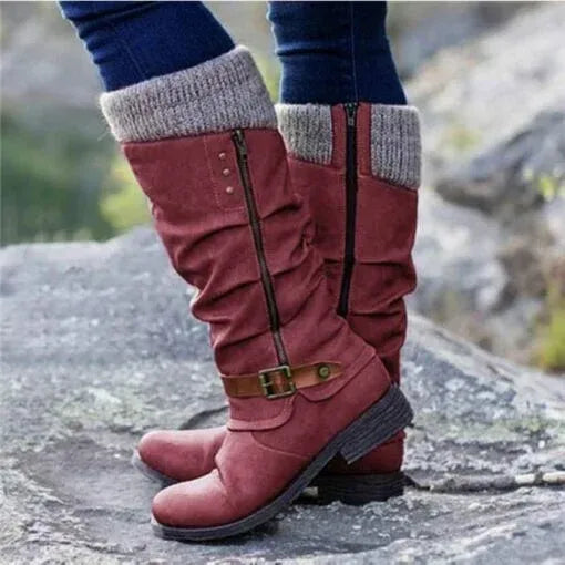 Stiefel Mit Reißverschluss | Mittelhoher Schaft Mit Schnalle