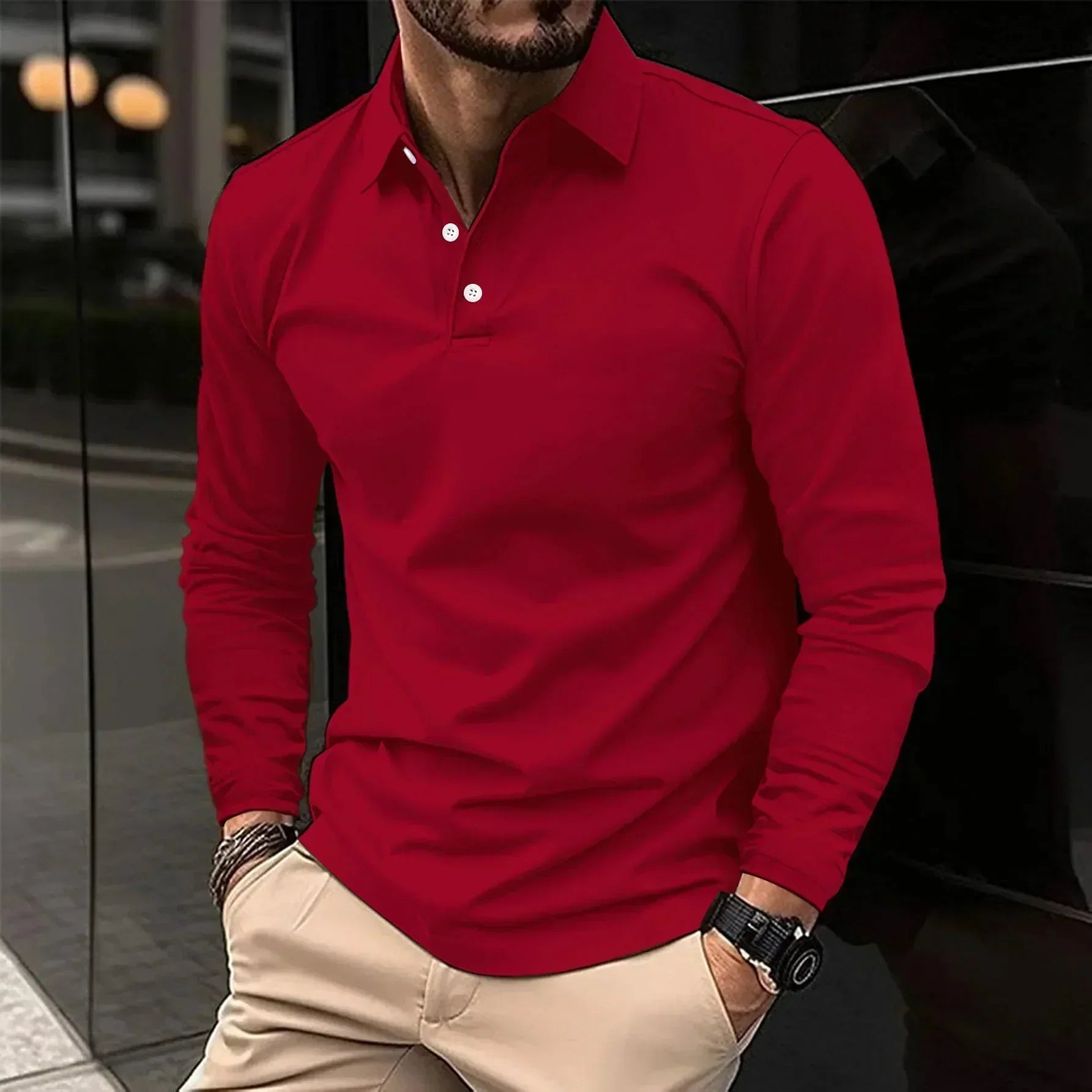 Langarm Polo Shirt | Klassischer Schnitt mit Knopfleiste