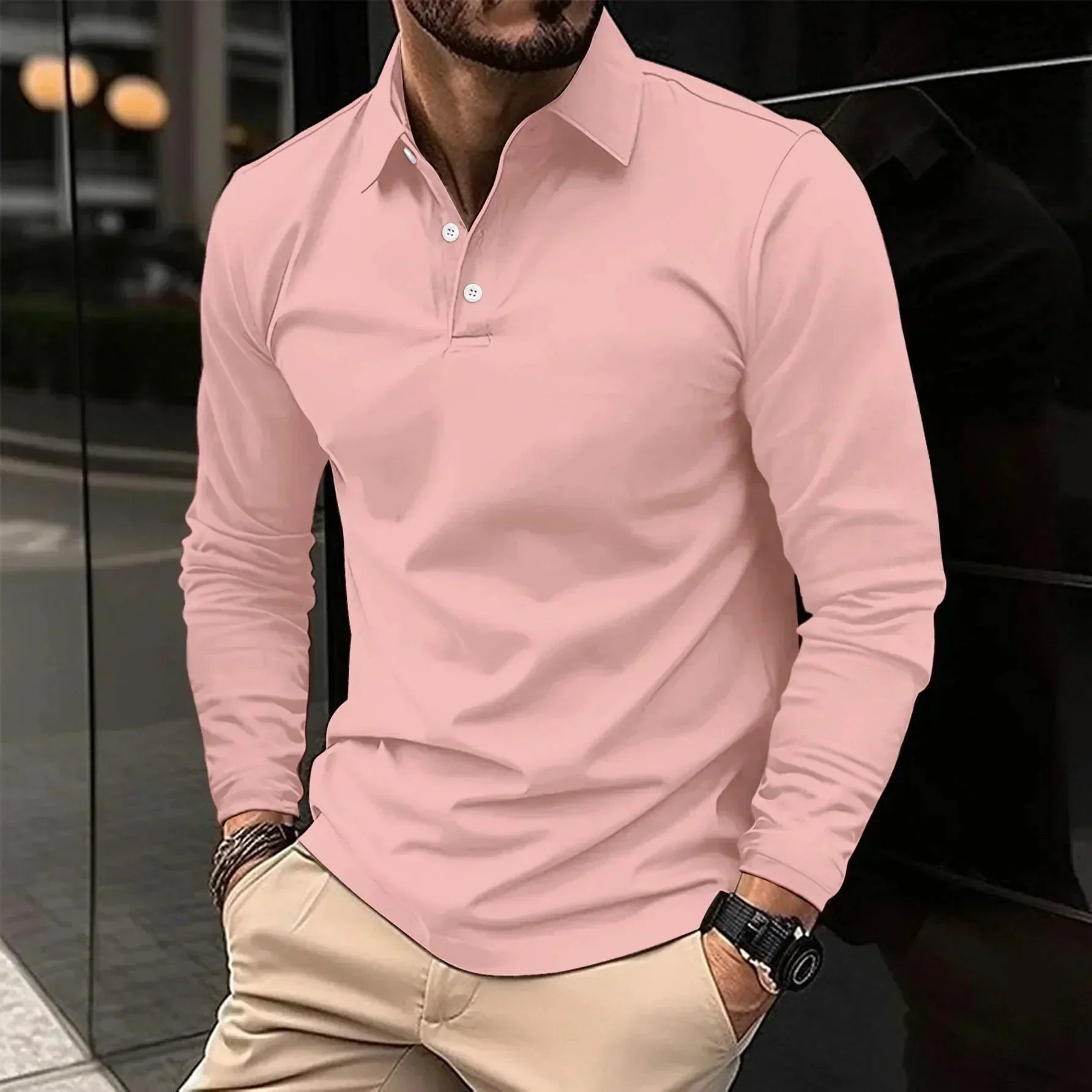 Langarm Polo Shirt | Klassischer Schnitt mit Knopfleiste