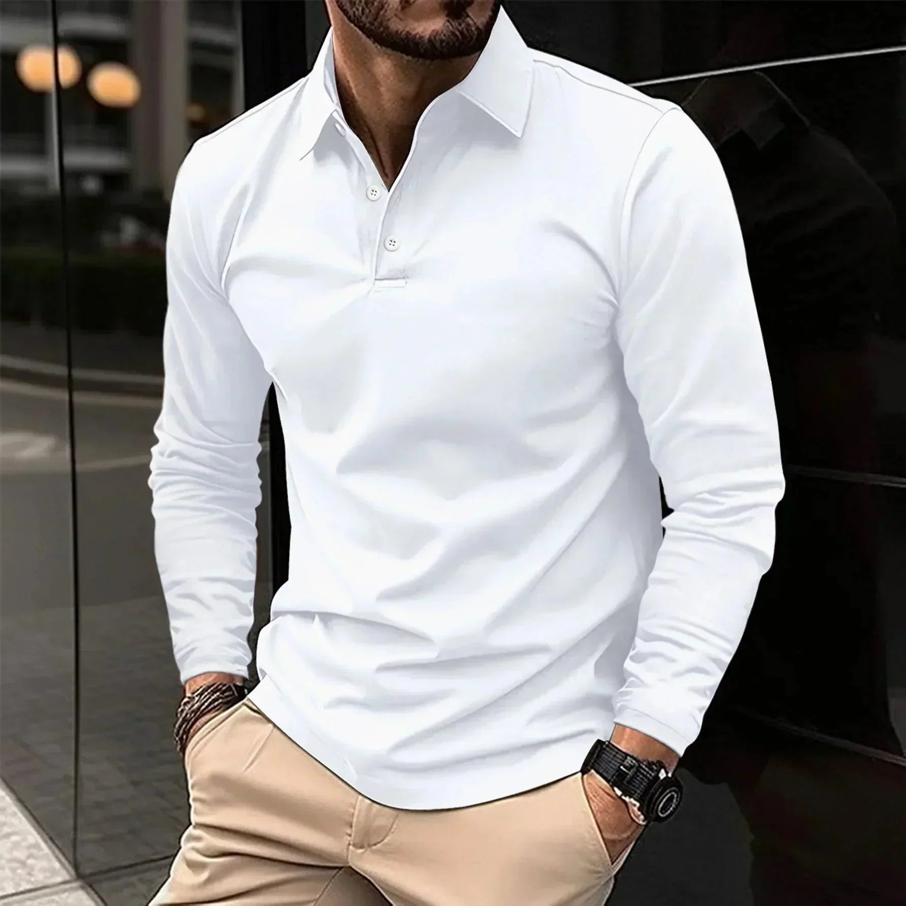 Langarm Polo Shirt | Klassischer Schnitt mit Knopfleiste