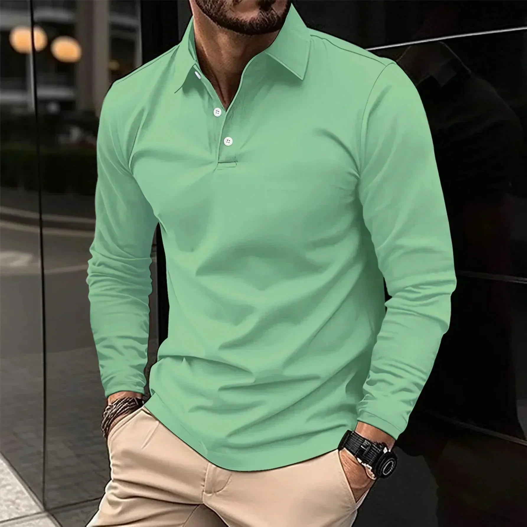 Langarm Polo Shirt | Klassischer Schnitt mit Knopfleiste