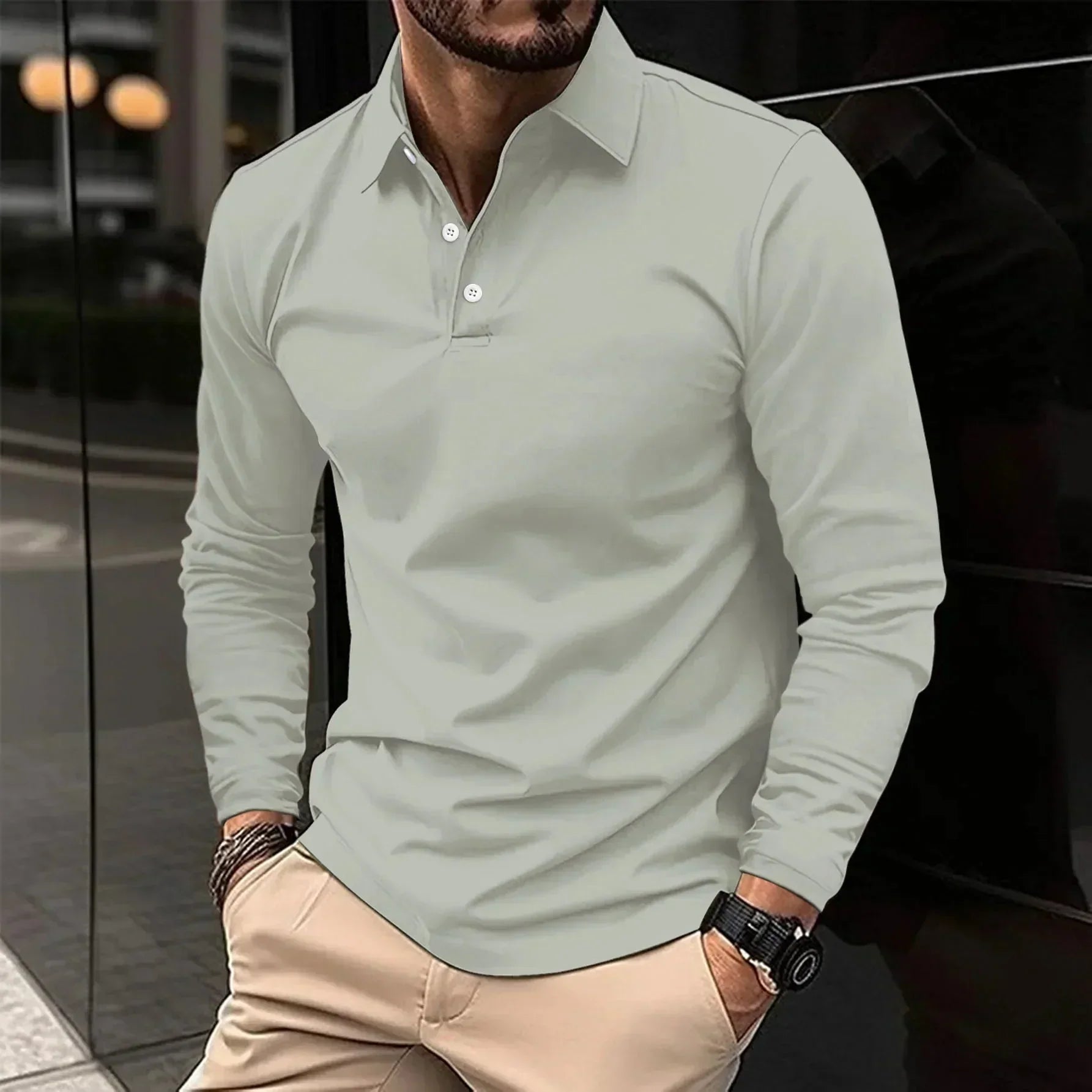 Langarm Polo Shirt | Klassischer Schnitt mit Knopfleiste