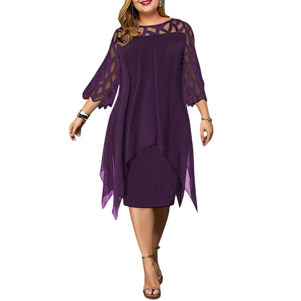 Abendkleid Knielang - Mit Asymmetrischem Overlay