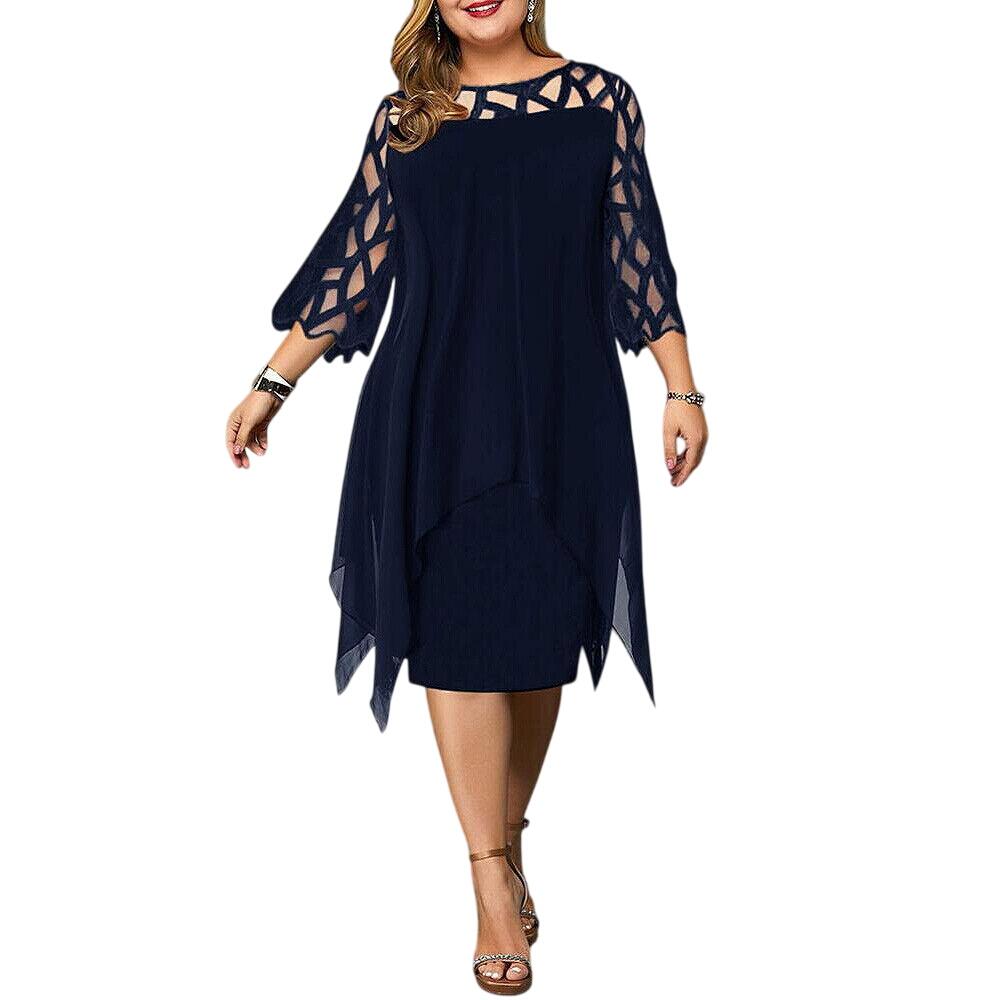 Abendkleid Knielang - Mit Asymmetrischem Overlay