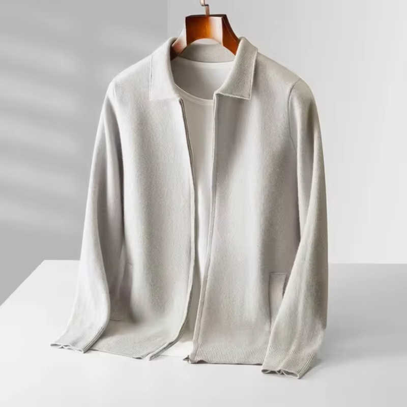 Strickjacke mit Reißverschluss - Gerader Schnitt und Kragen