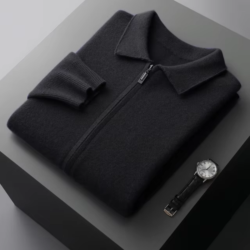 Strickjacke mit Reißverschluss - Gerader Schnitt und Kragen