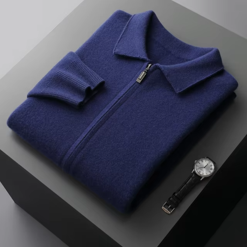 Strickjacke mit Reißverschluss - Gerader Schnitt und Kragen