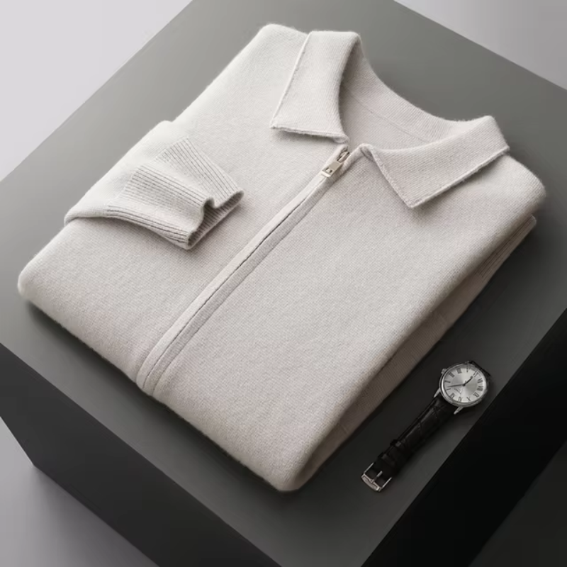 Strickjacke mit Reißverschluss - Gerader Schnitt und Kragen