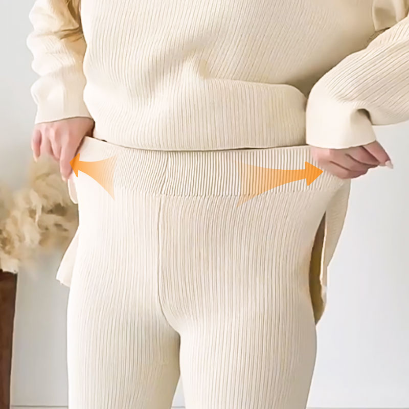 Zweiteiliges Outfit Set | Pullover Knopfleiste Und Hose