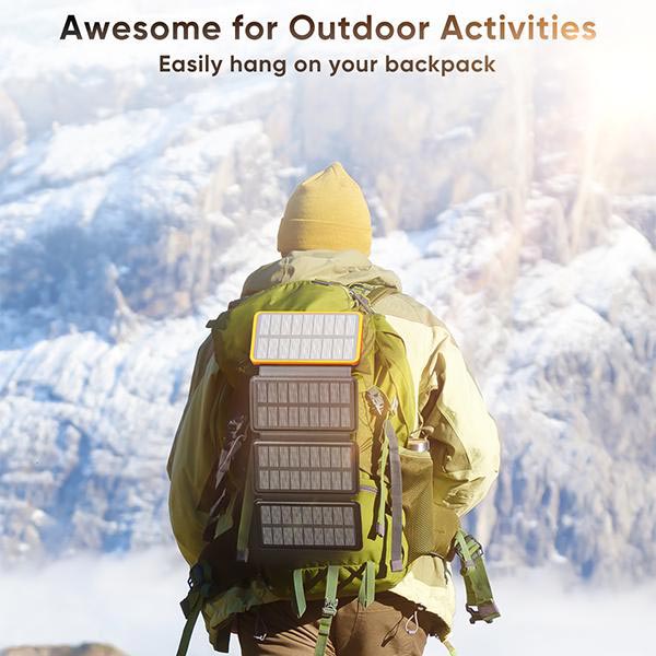 Solar Powerbank | 25000mAh Schnellladung 4 Solarpanels Mit Taschenlampe