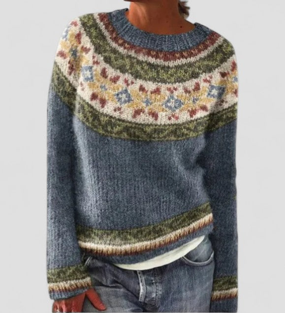 Strickpullover | Rundhals Mehrfarbiges Muste