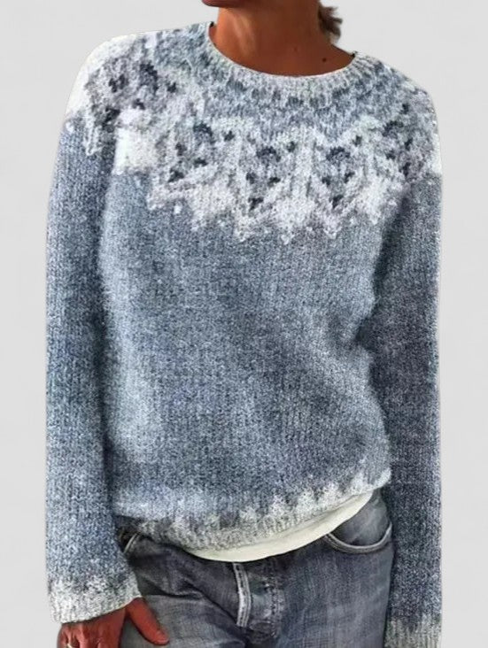 Strickpullover | Rundhals Mehrfarbiges Muste