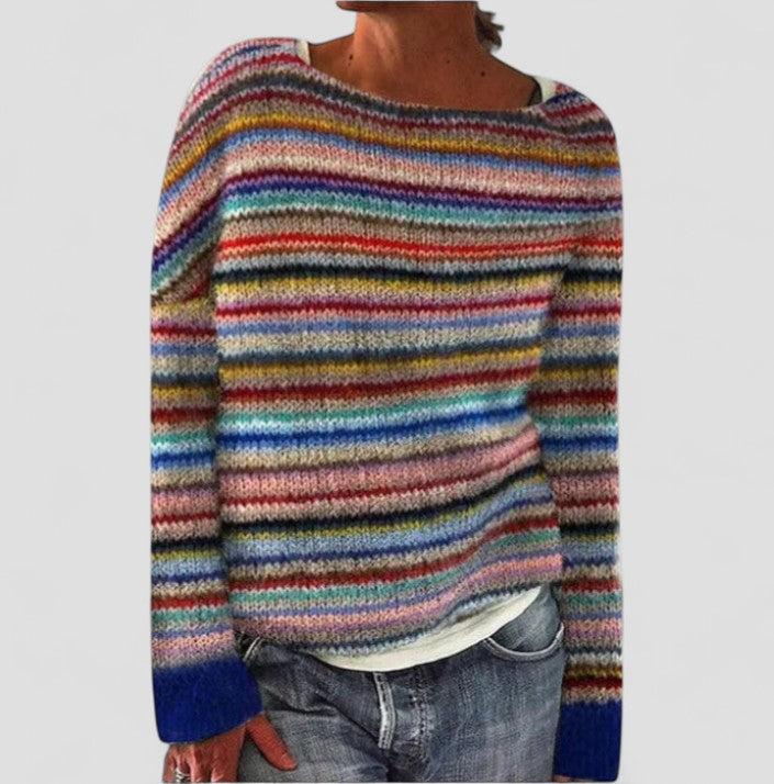 Strickpullover | Rundhals Mehrfarbiges Muste