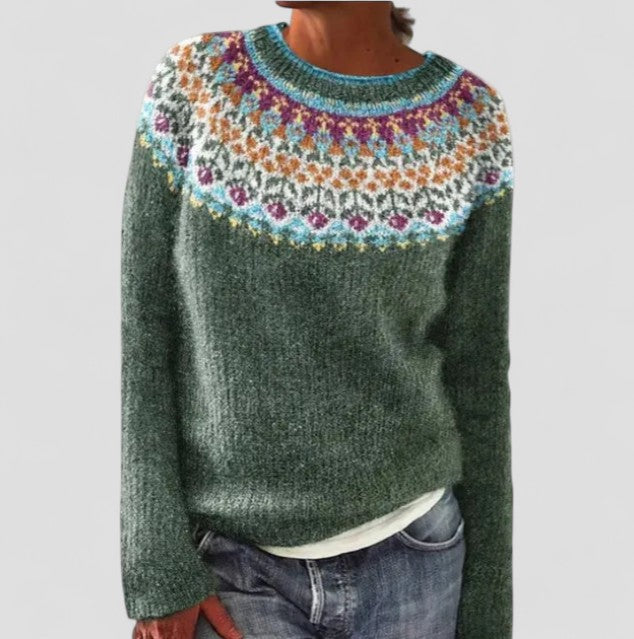 Strickpullover | Rundhals Mehrfarbiges Muste